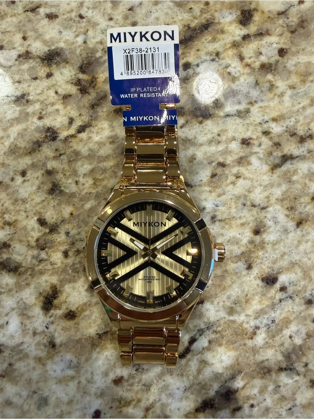 Miykon Men's Gold Stainless Steel Quartz Watch - Water-Resistant, Gold Dial